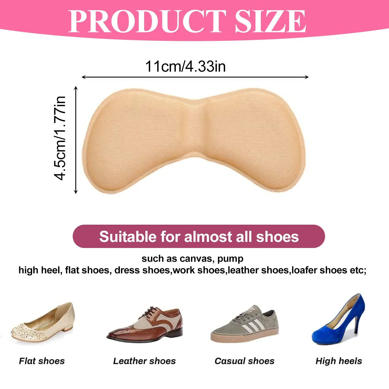 16Pcs Heel Grips Shoes Too Big, Shoe Heel Insoles Prevent Rubbing Heel Shoes Heel Stickers Adjustments Shoes Length Shoe Heel Pad 8 Pairs