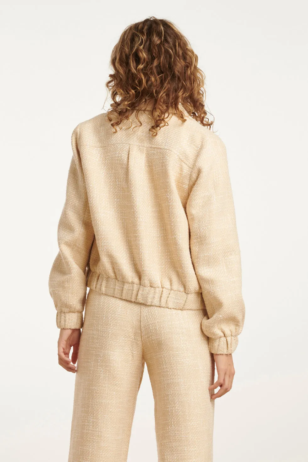 25113 Zomerse Tweed Jas | Sand