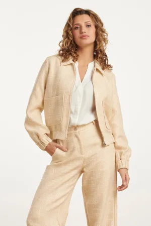 25113 Zomerse Tweed Jas | Sand