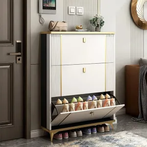 3 Tier Shoe Storage, Shoe Rack Narrow, Hall Shoe Storage Cabinet, Adjustable Partition Wooden Bucket Flip Shoe Cabinet