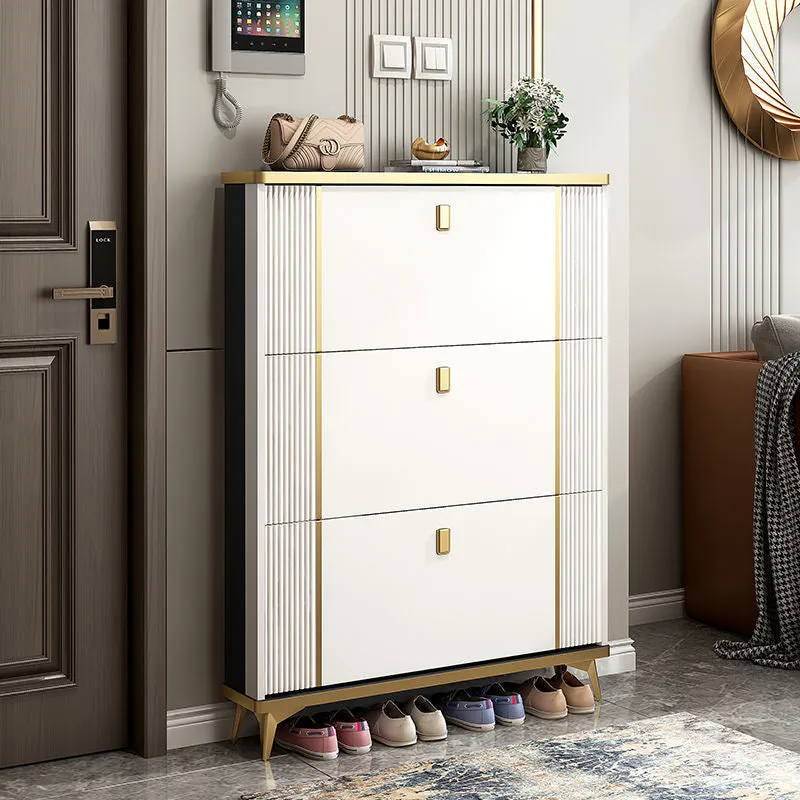 3 Tier Shoe Storage, Shoe Rack Narrow, Hall Shoe Storage Cabinet, Adjustable Partition Wooden Bucket Flip Shoe Cabinet