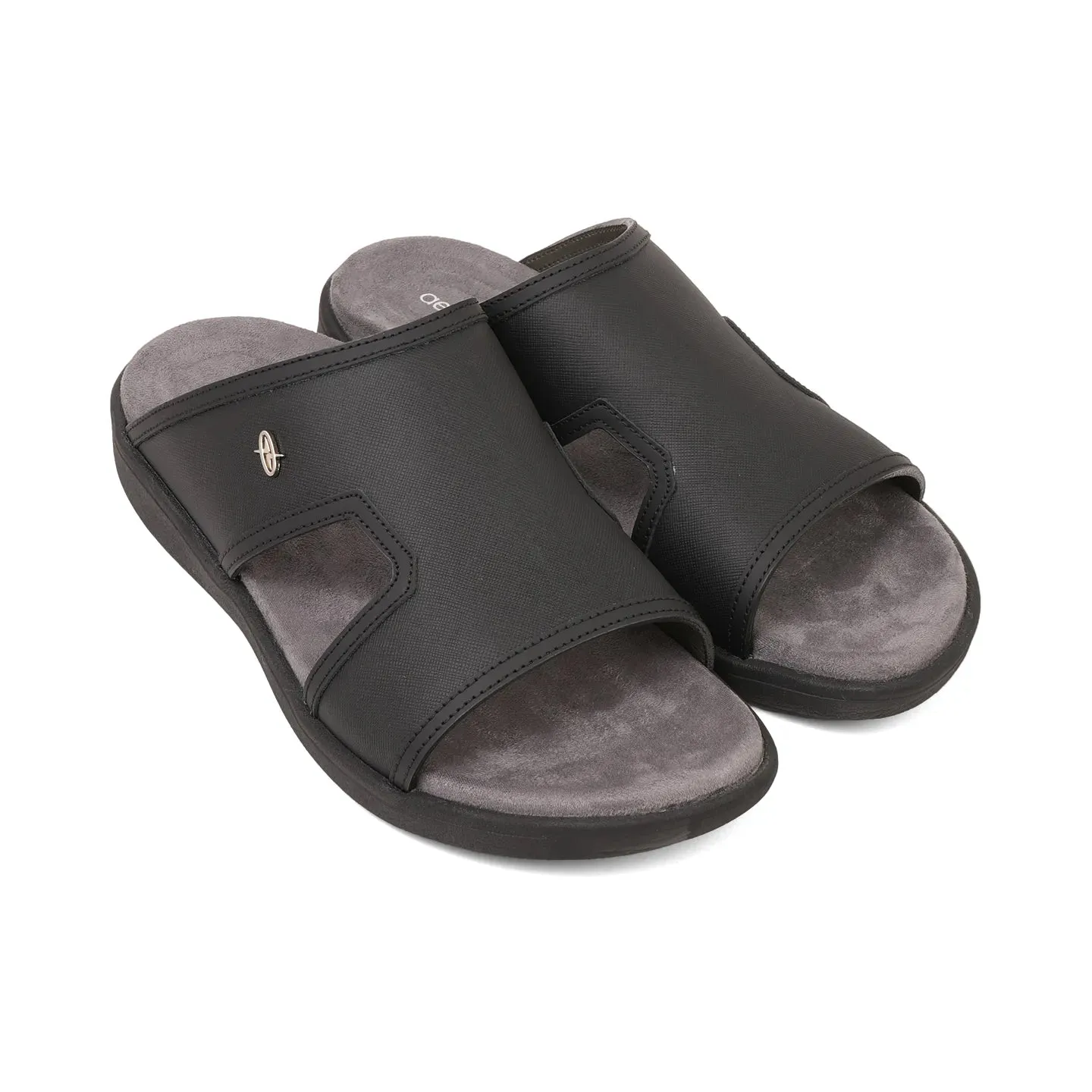 Aetrex Men's Suede Foot Bed Leather Sandals Black