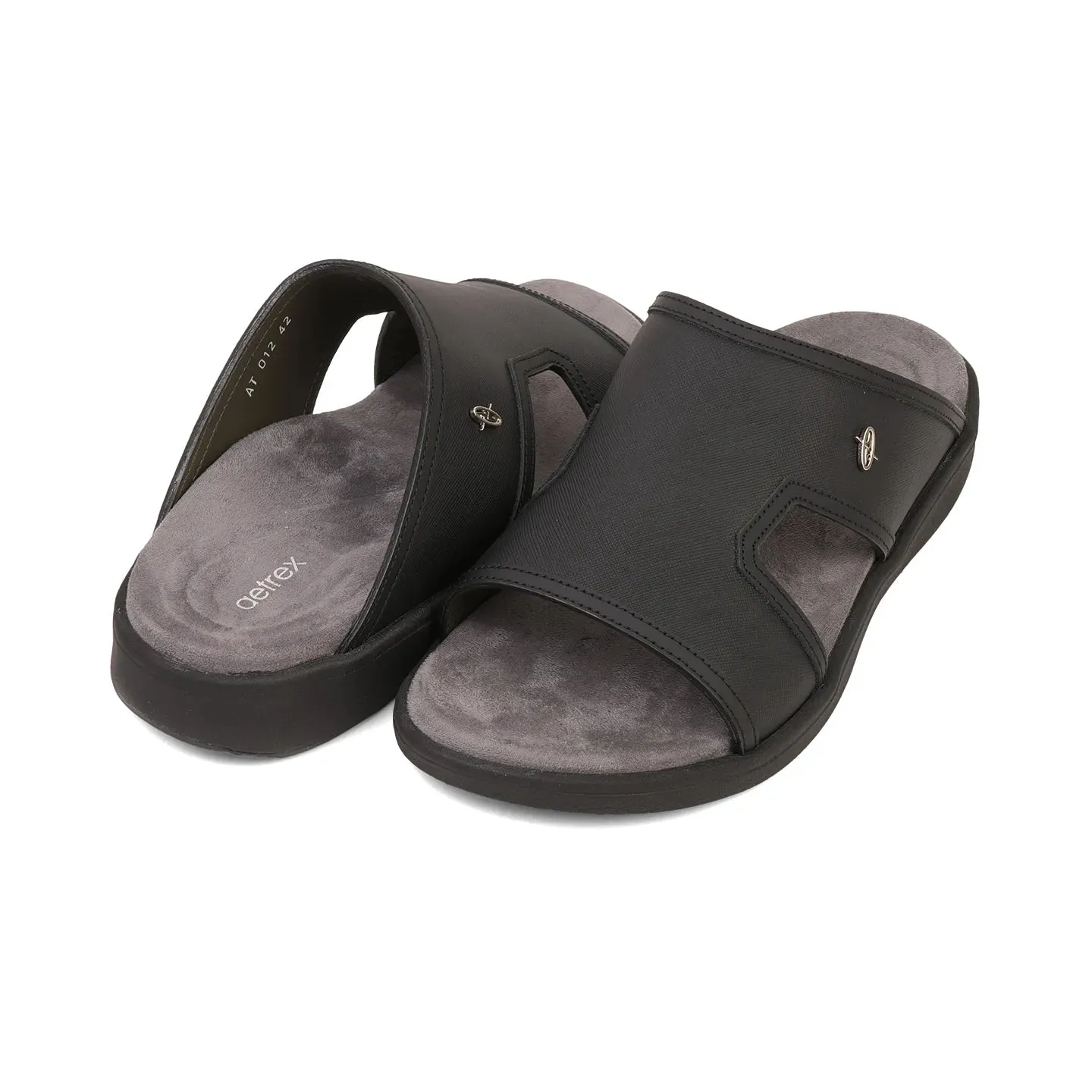 Aetrex Men's Suede Foot Bed Leather Sandals Black
