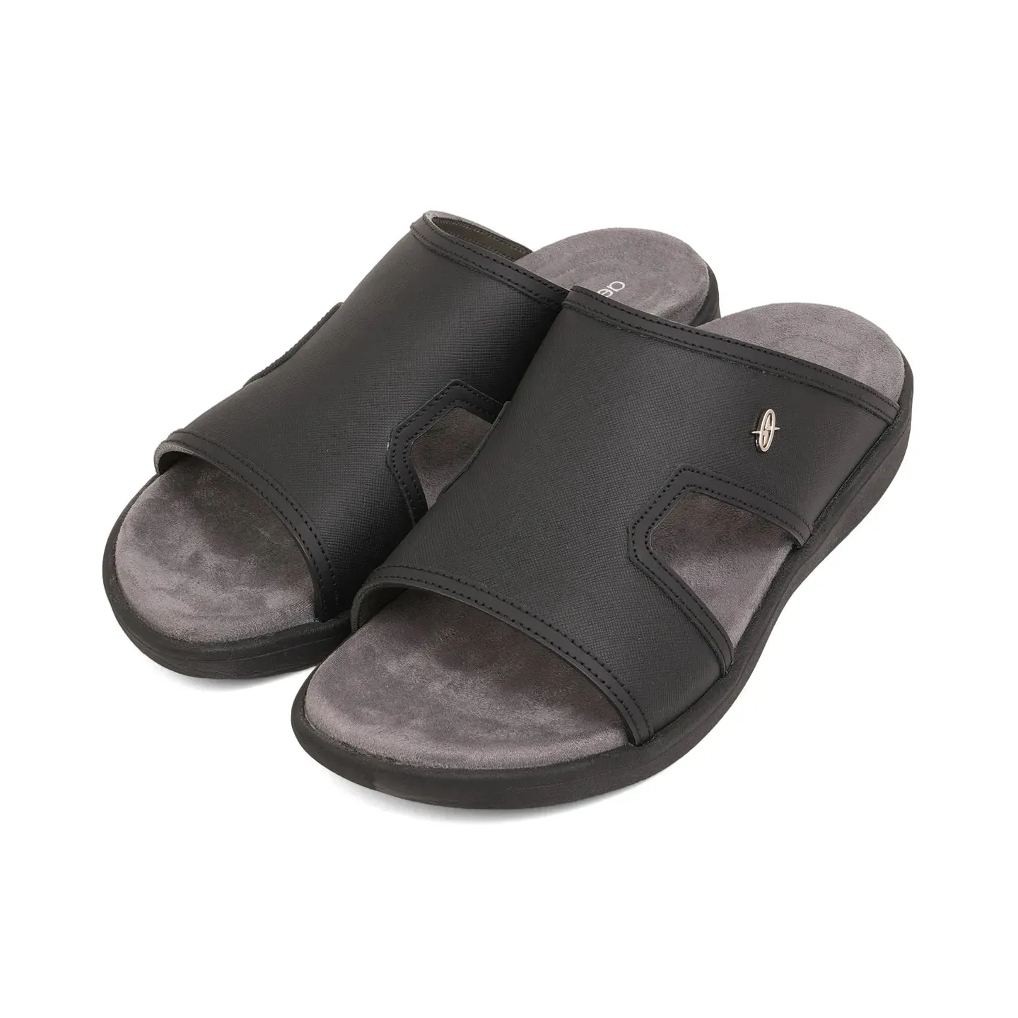 Aetrex Men's Suede Foot Bed Leather Sandals Black