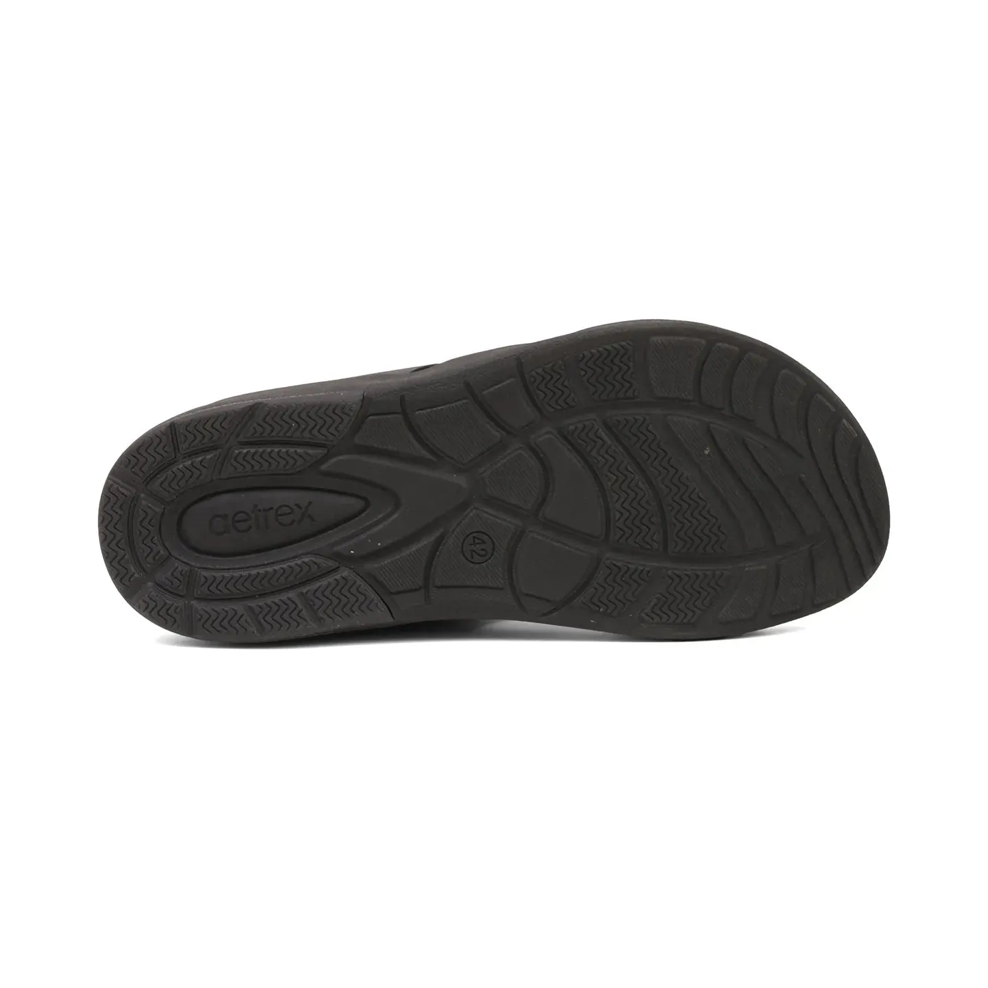 Aetrex Men's Suede Foot Bed Leather Sandals Black