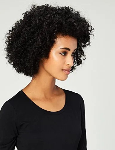 Amazon Brand - Daily Ritual Women's Jersey 3/4-Sleeve Scoop-Neck T-Shirt Dress, Black, Large