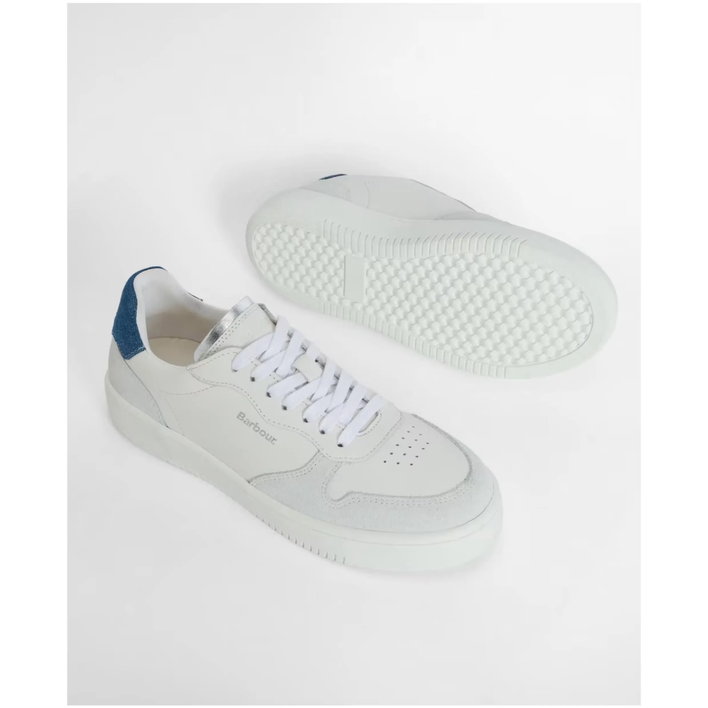 Barbour Celeste Leather Trainer LFO0691WH31 White/Chambray