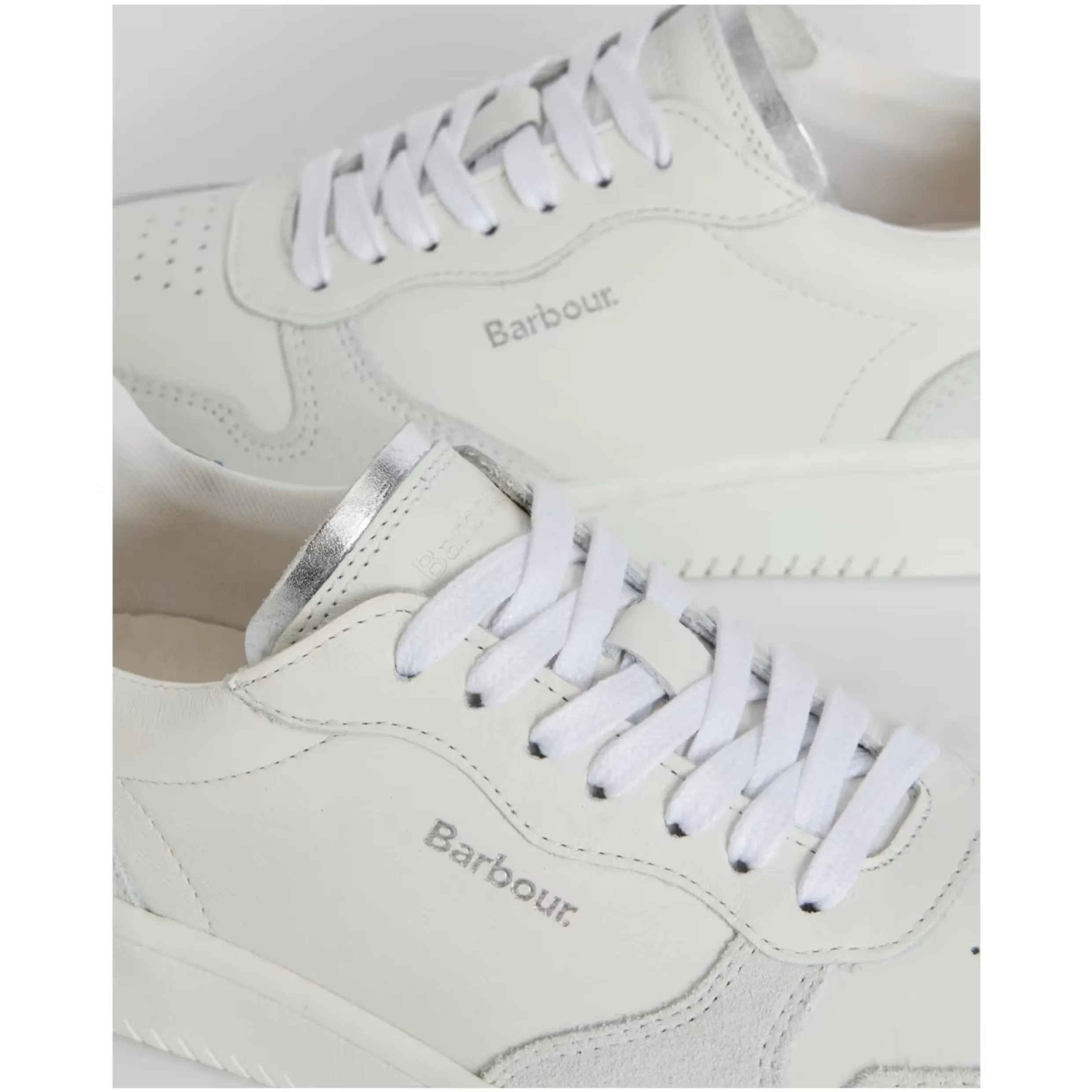 Barbour Celeste Leather Trainer LFO0691WH31 White/Chambray