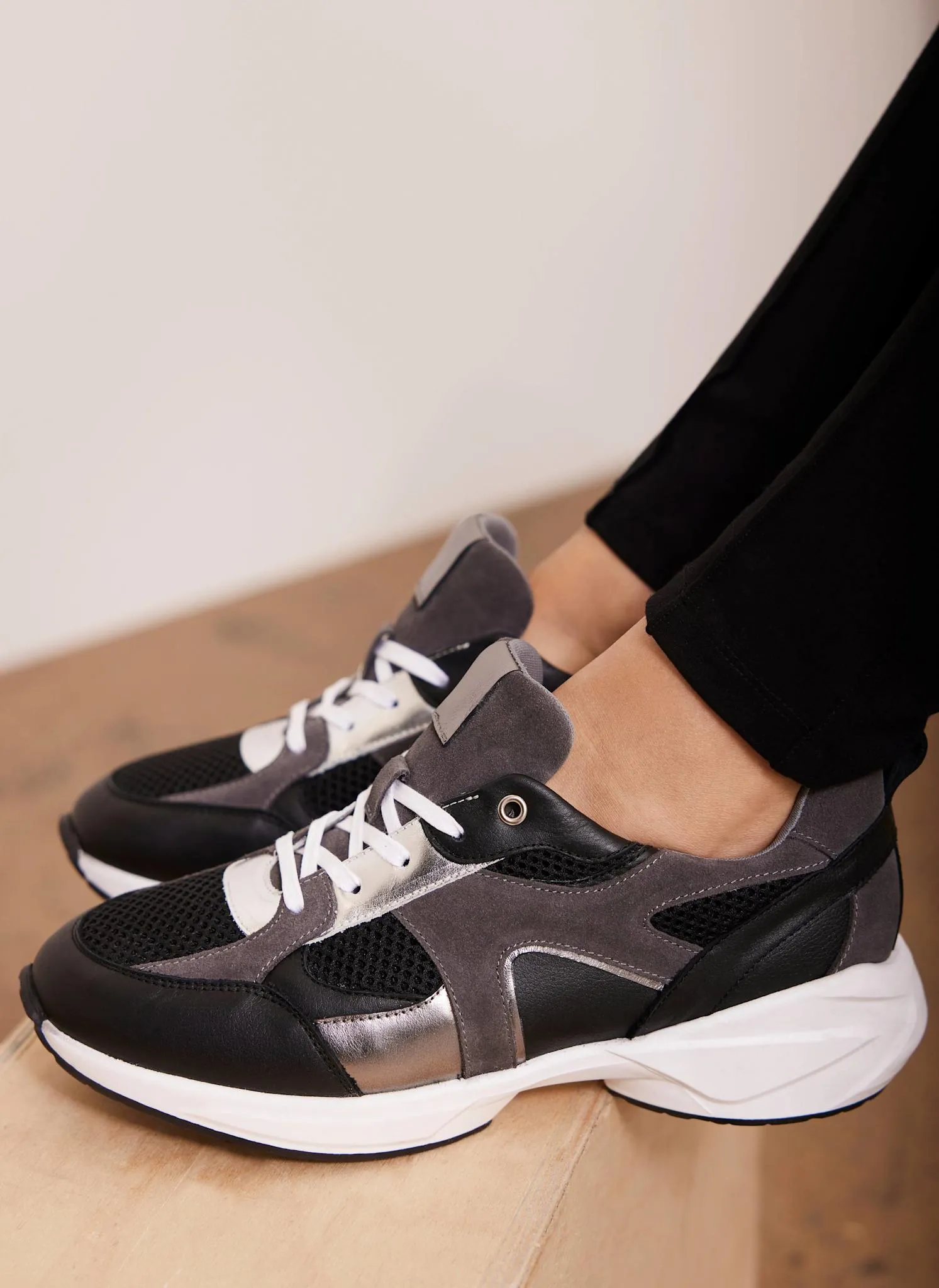 Becky Black Suede Panel Trainers