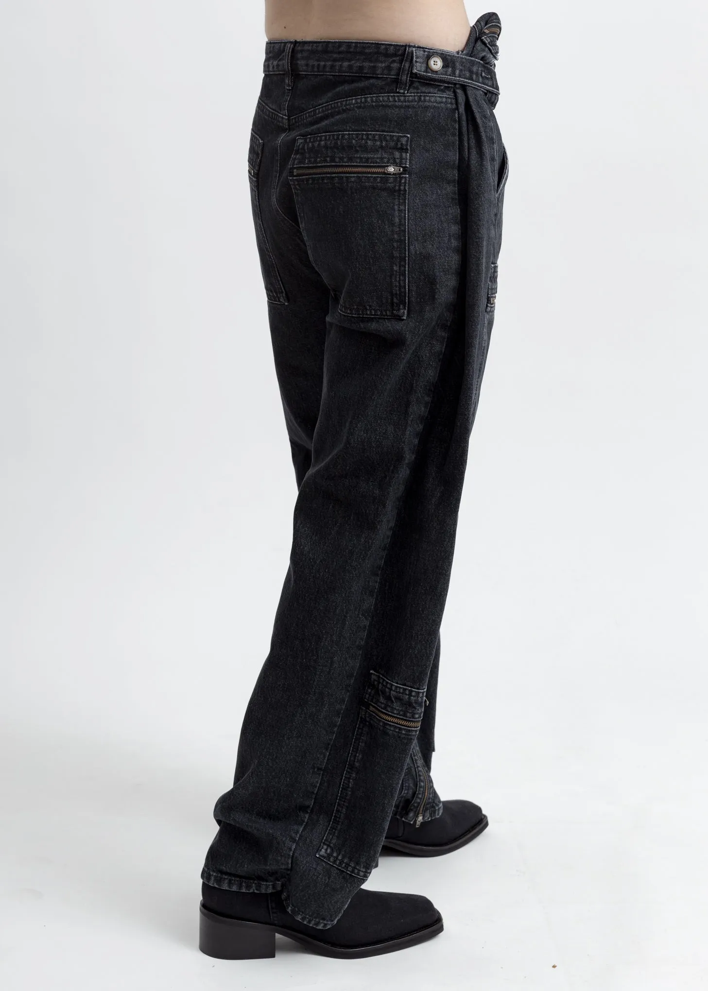 Black Pop-Up Pilot Trousers
