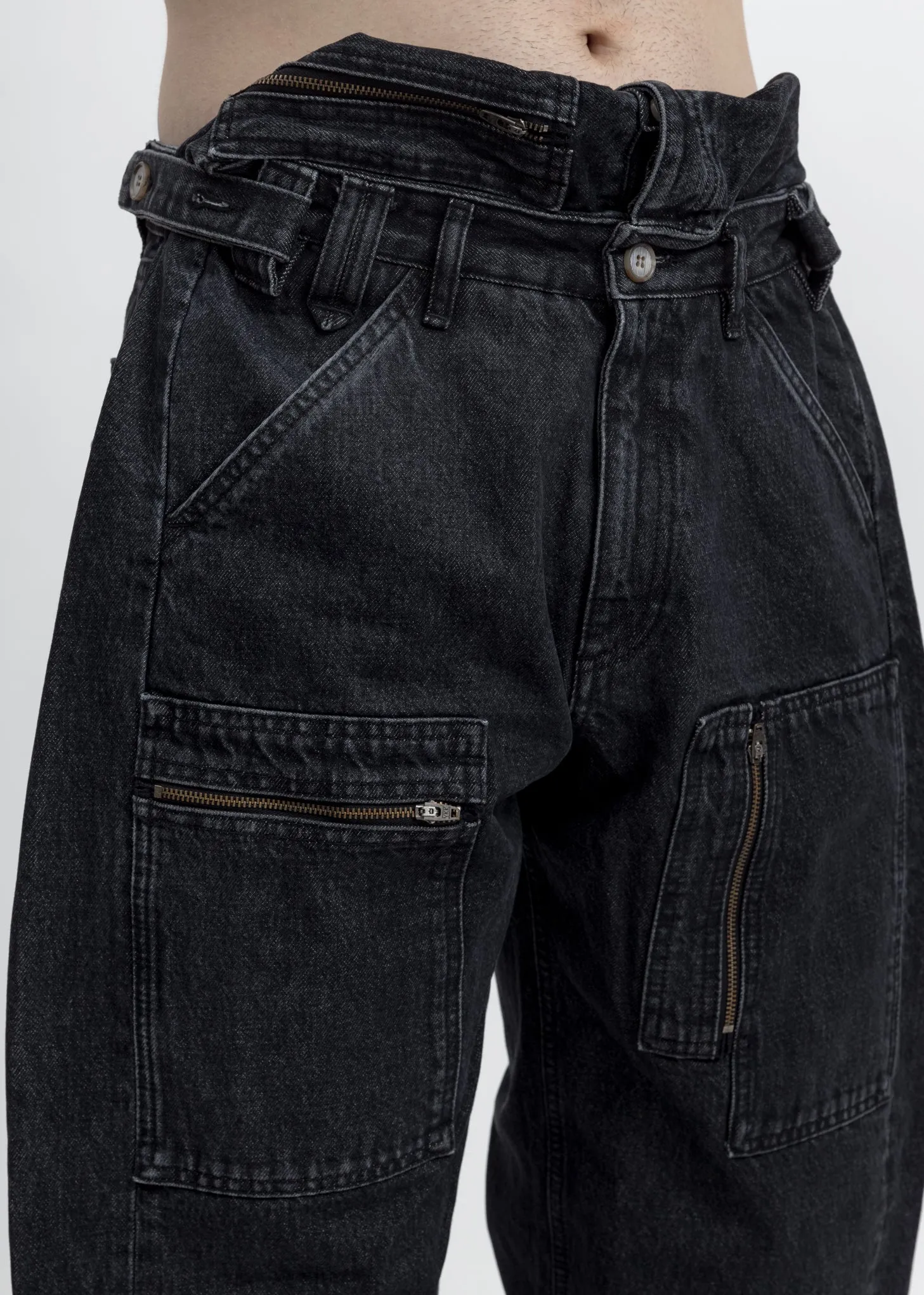 Black Pop-Up Pilot Trousers