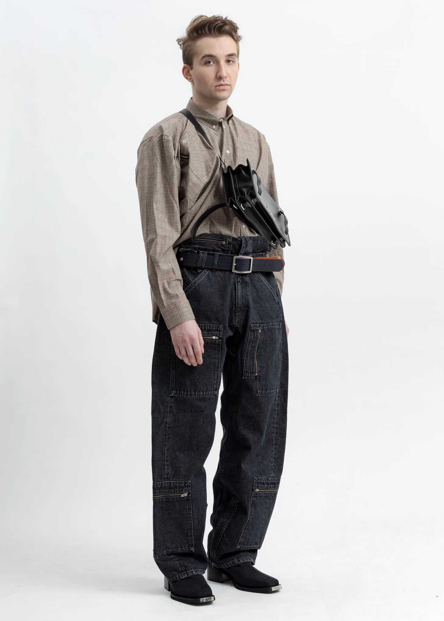 Black Pop-Up Pilot Trousers