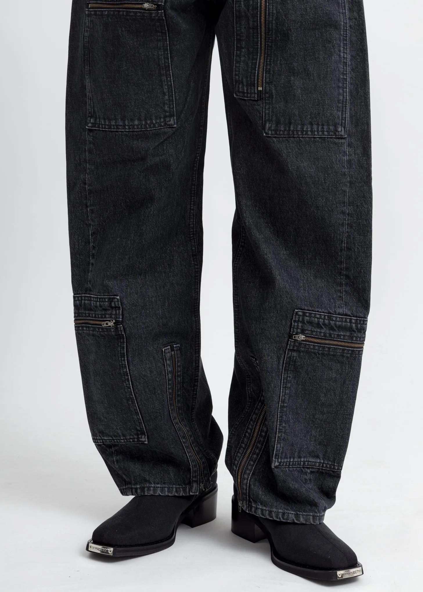Black Pop-Up Pilot Trousers