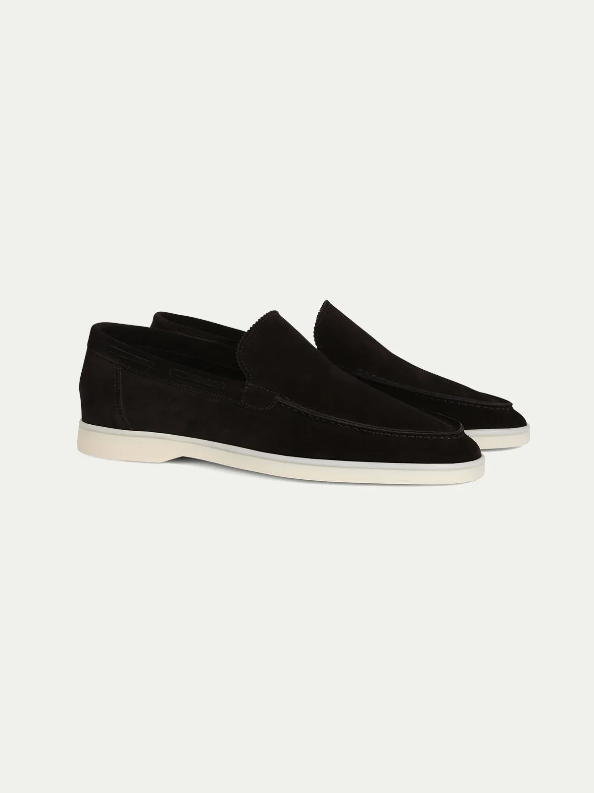 Black Suede Athena Yatch Loafers with White Soles - Summer 2024 Collection