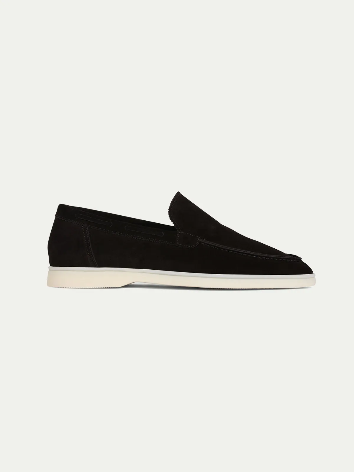 Black Suede Athena Yatch Loafers with White Soles - Summer 2024 Collection