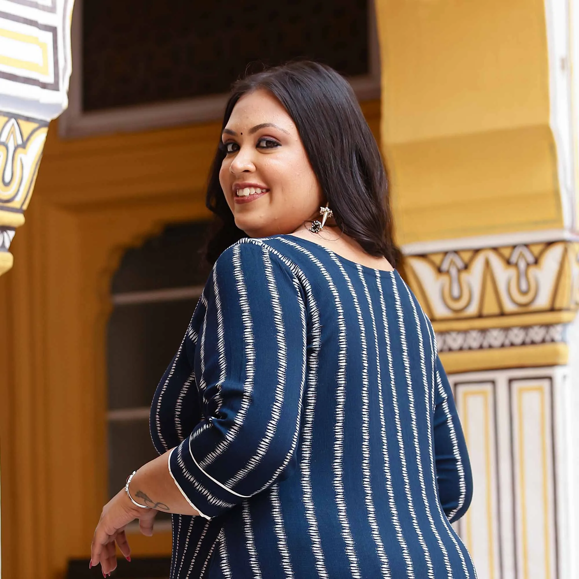 Blissfull Streaks Cotton Lycra Kurta