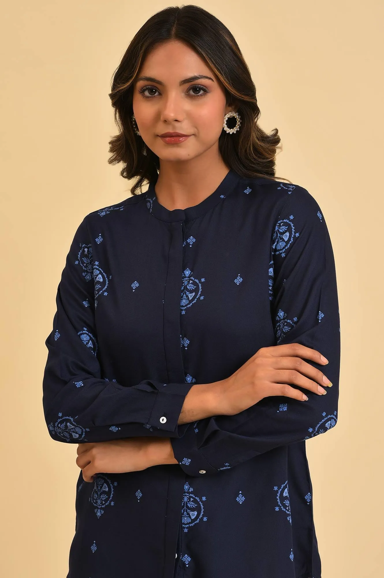 Blue Floral Printed Summer Top
