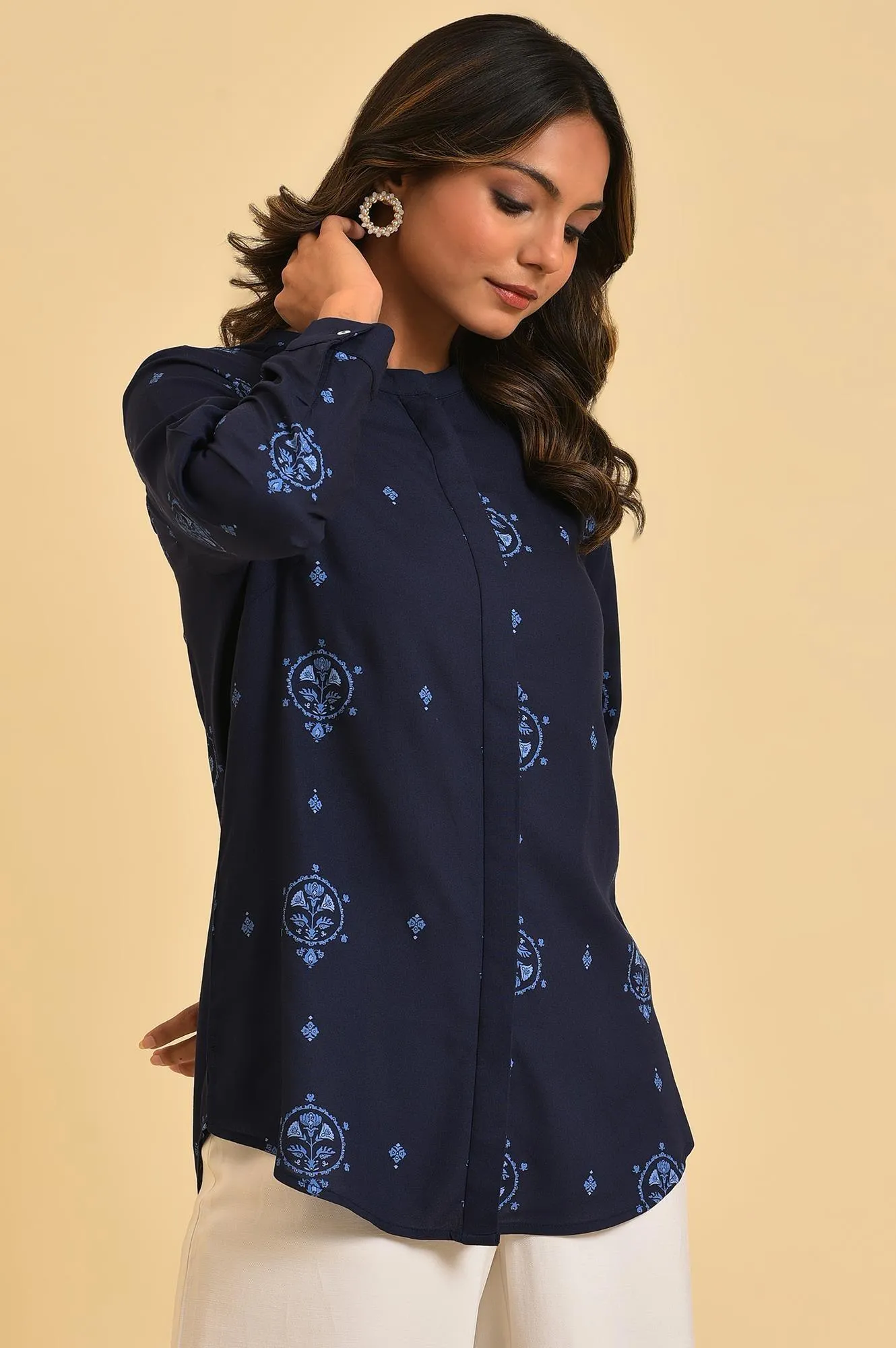 Blue Floral Printed Summer Top