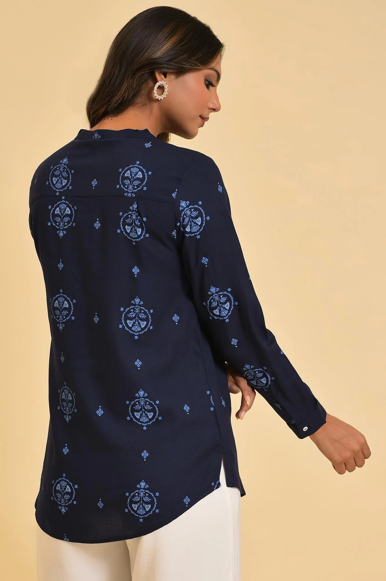 Blue Floral Printed Summer Top