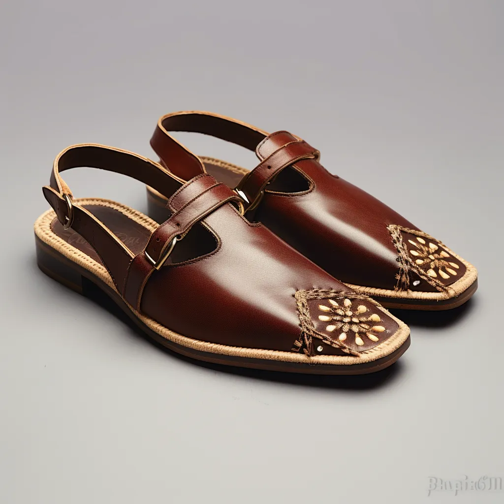 Brown Leather Hand Work Zardozi Peshawari Loafers | Wedding Shoes for Groom | Shoes for Haldi Mehendi Sangeet - Wedding Essentials