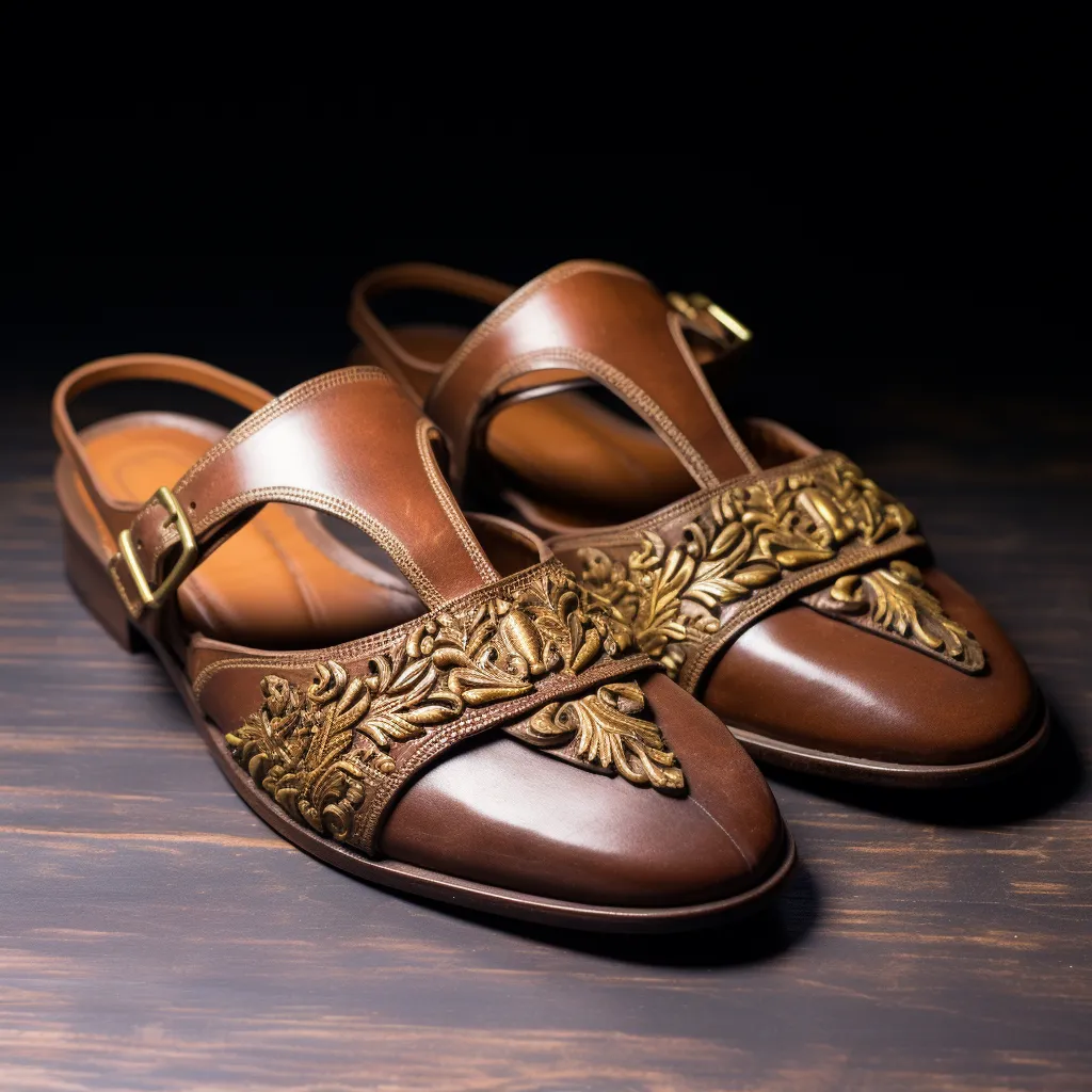 Brown Leather Hand Work Zardozi Peshawari Loafers | Wedding Shoes for Groom | Shoes for Haldi Mehendi Sangeet