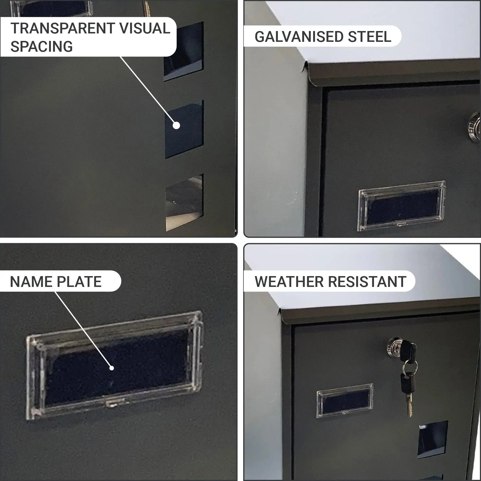 Buckingham Wall Mounted Steel Lockable Mail Box Post Letter Box Sloping Top Water Resistant Premium