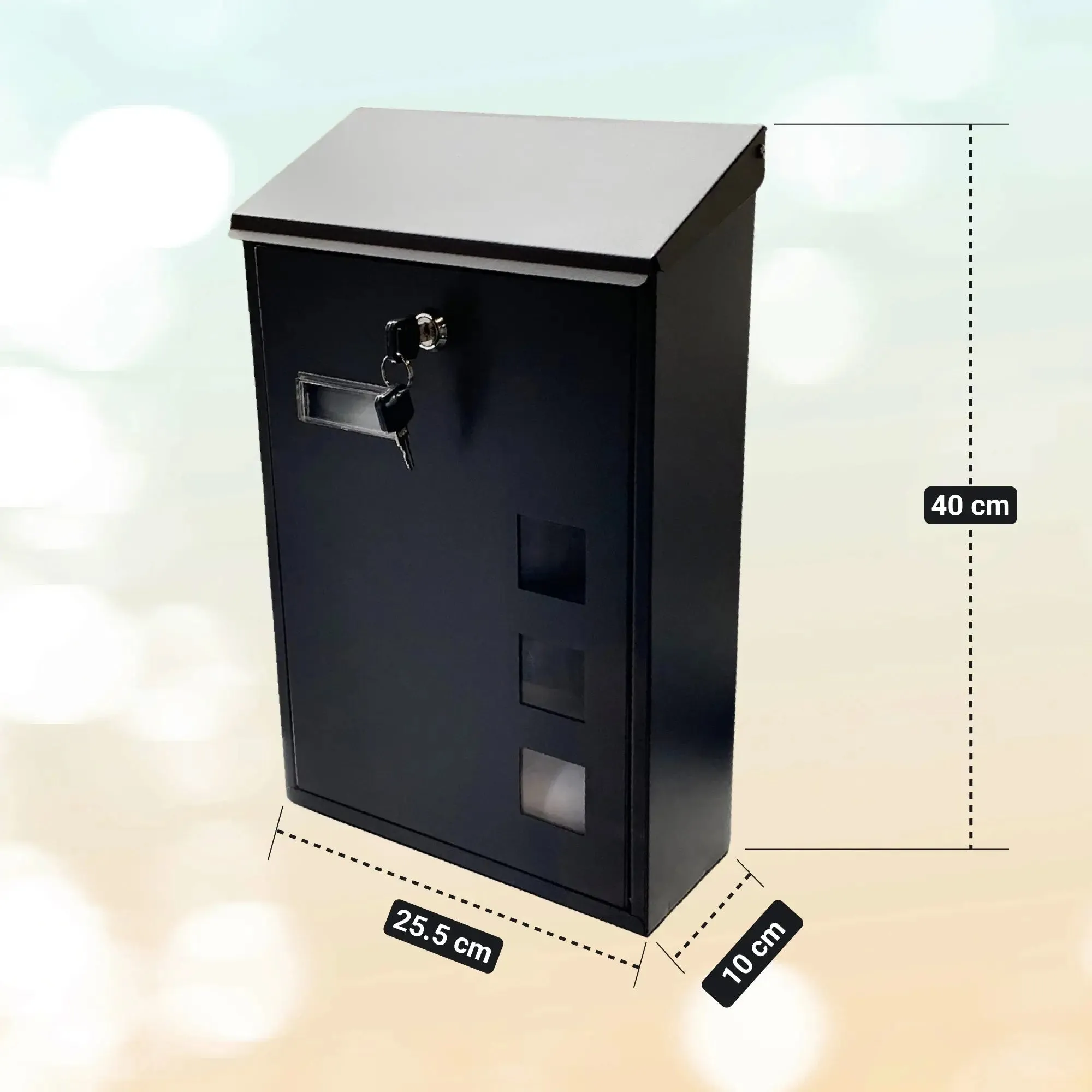 Buckingham Wall Mounted Steel Lockable Mail Box Post Letter Box Sloping Top Water Resistant Premium
