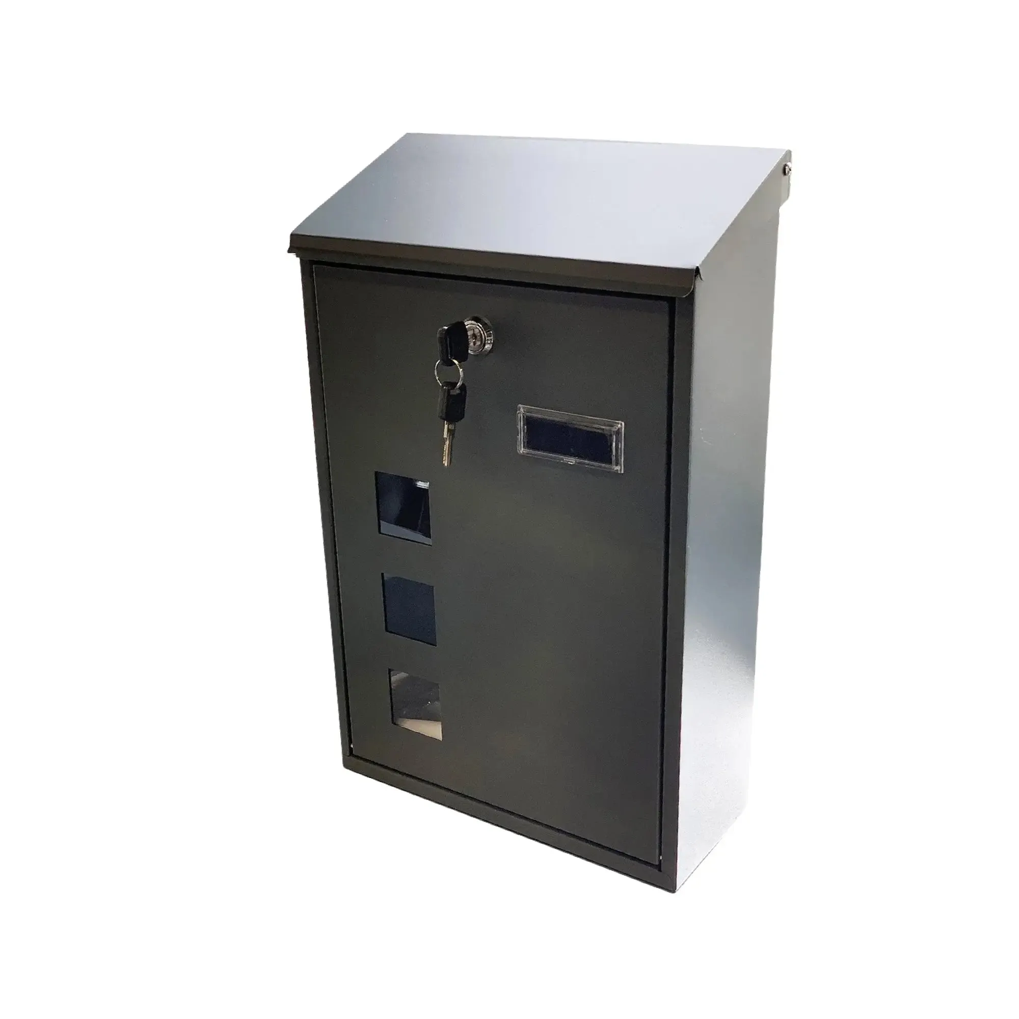 Buckingham Wall Mounted Steel Lockable Mail Box Post Letter Box Sloping Top Water Resistant Premium