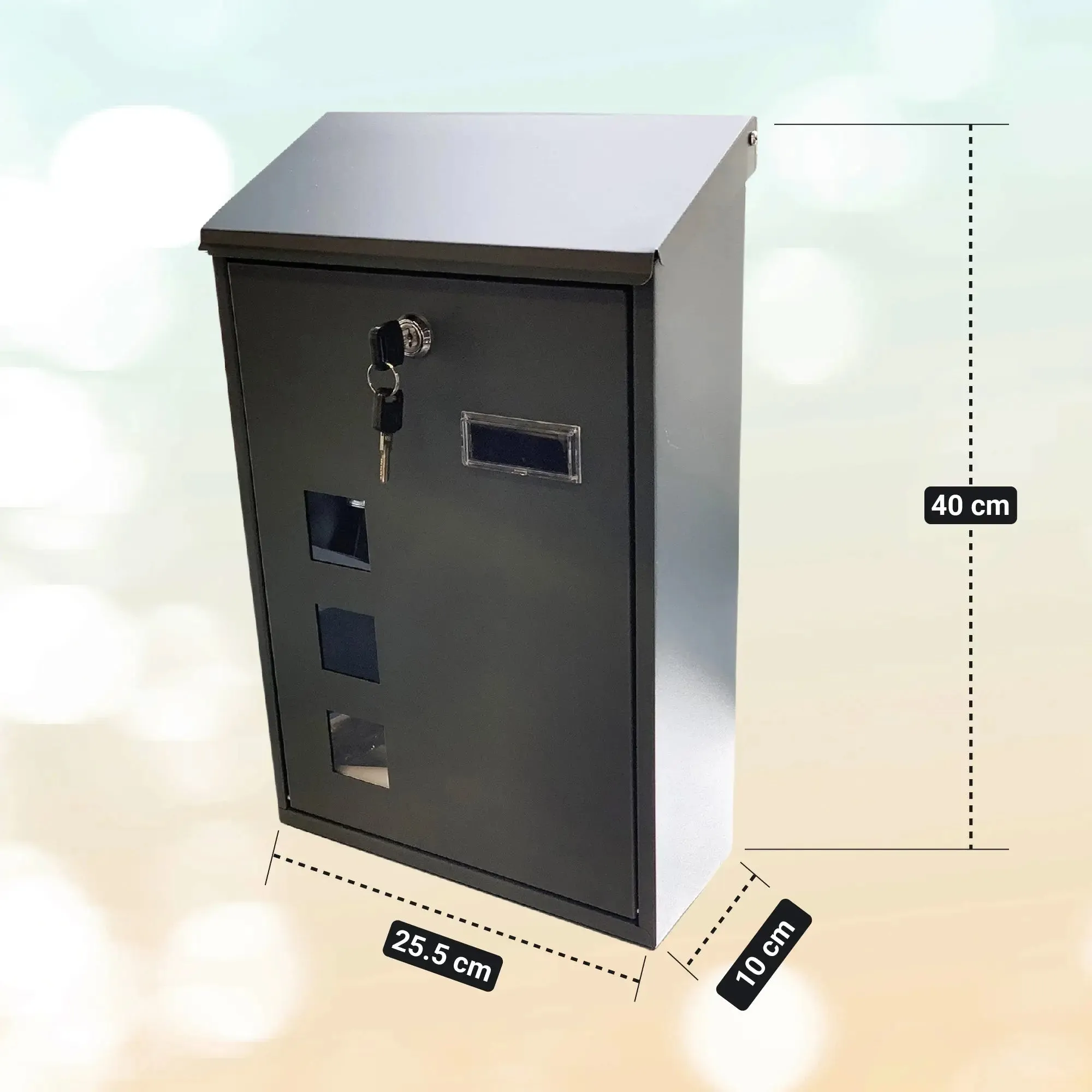 Buckingham Wall Mounted Steel Lockable Mail Box Post Letter Box Sloping Top Water Resistant Premium