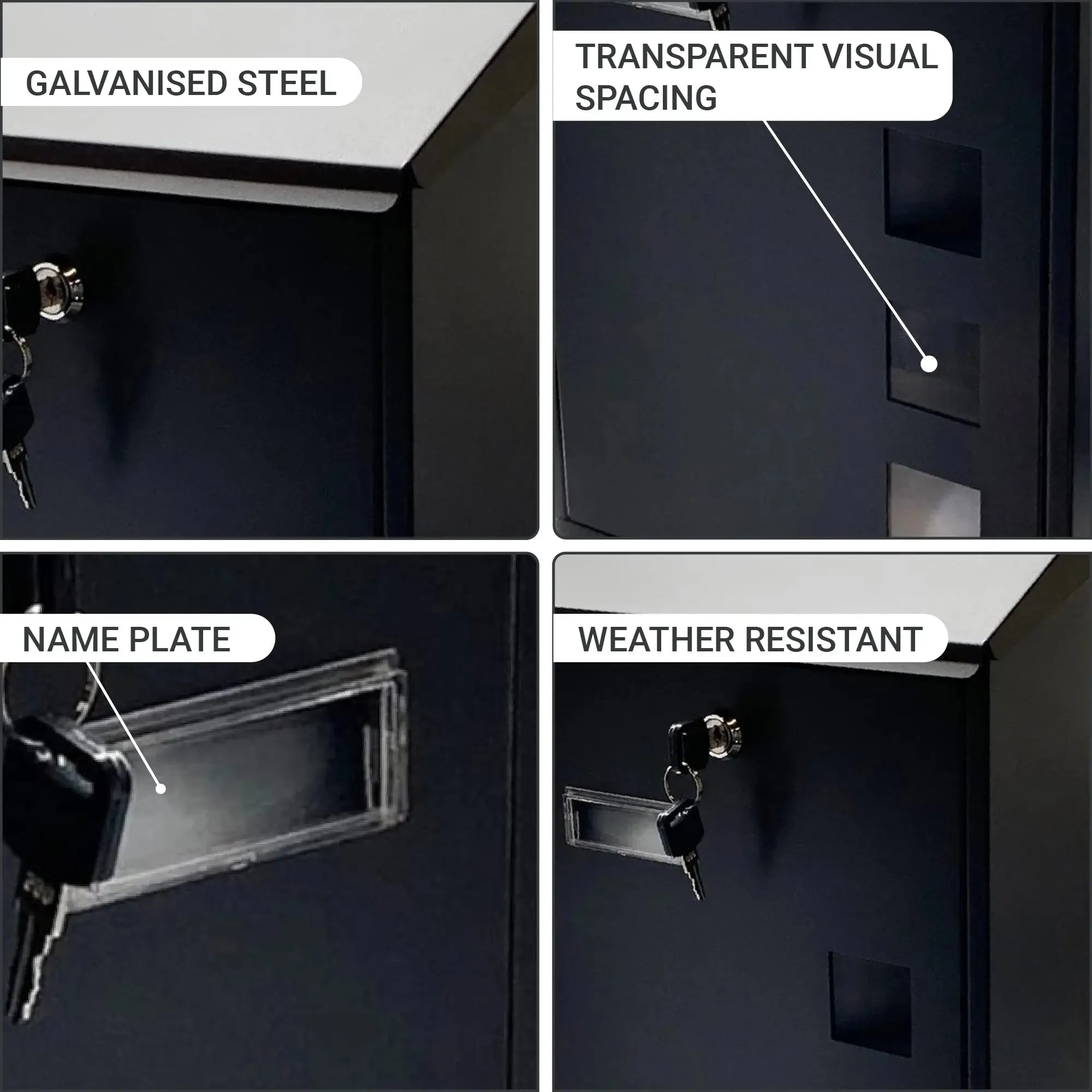 Buckingham Wall Mounted Steel Lockable Mail Box Post Letter Box Sloping Top Water Resistant Premium