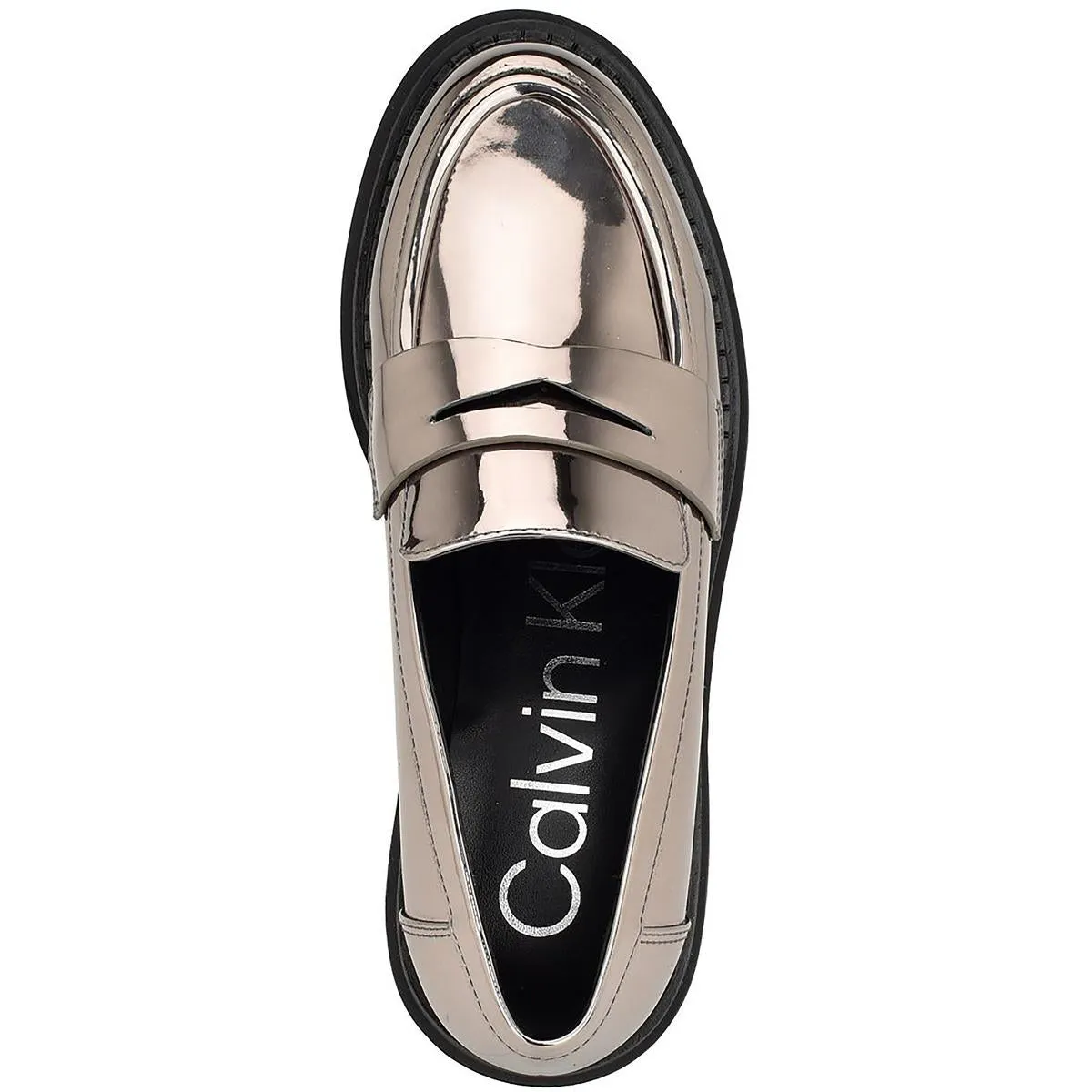 Calvin Klein Womens Grant Patent Metallic Loafers