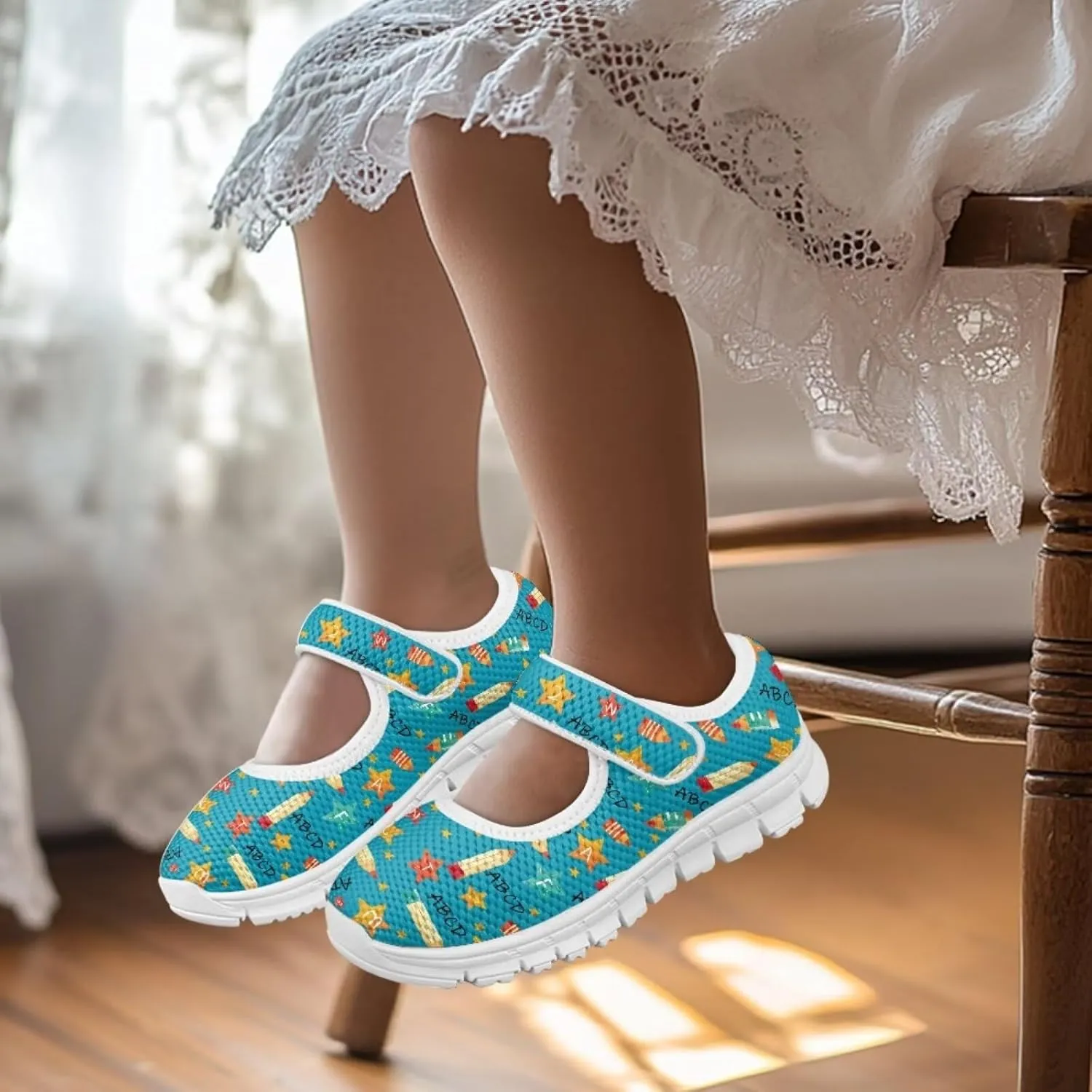 Cartoon Mary Jane Shoes for Little Girls Casual Slip-on Ballet Flats Flower Girl Wedding Party Flats Kids Teenis Girls Athletic Running Tennis Shoes