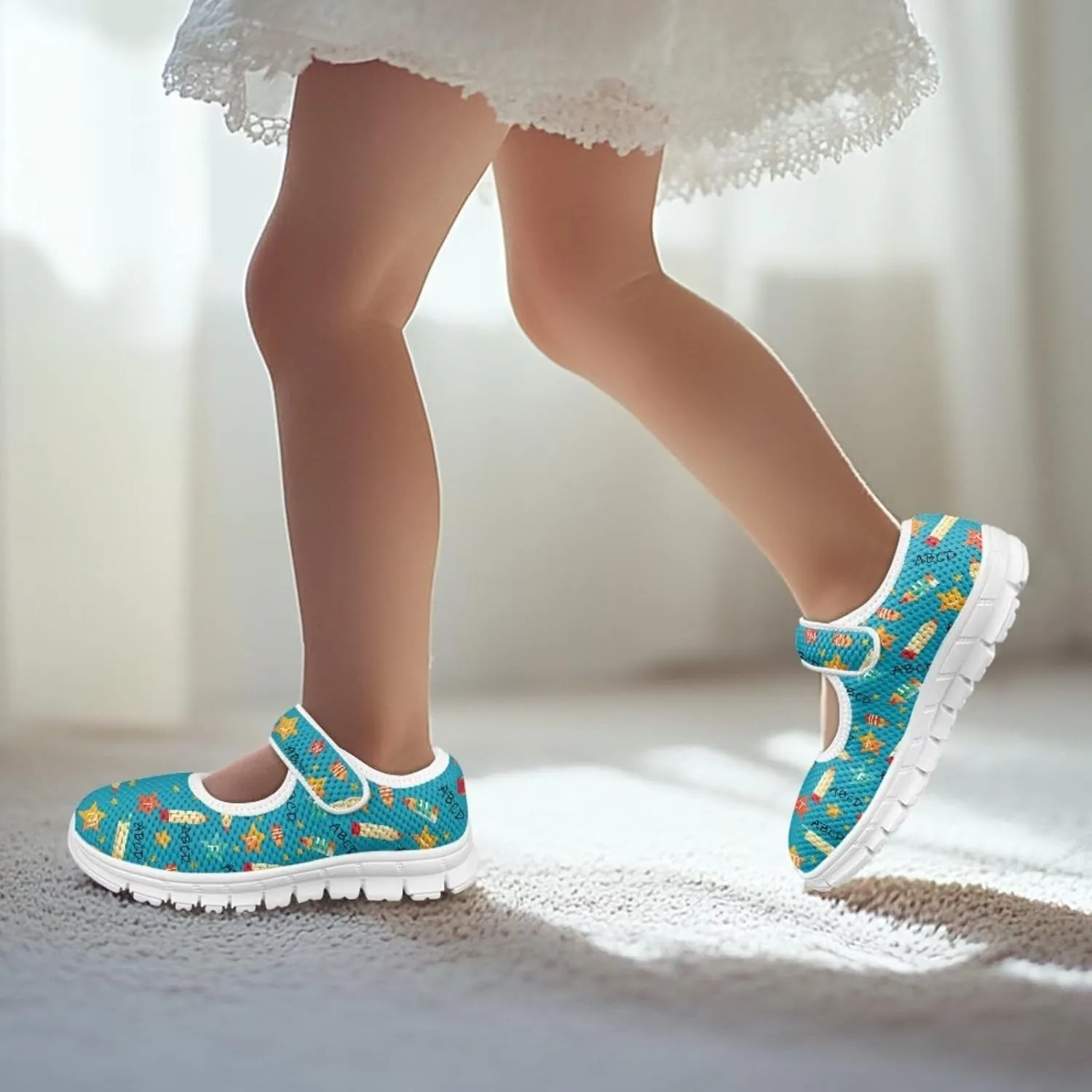 Cartoon Mary Jane Shoes for Little Girls Casual Slip-on Ballet Flats Flower Girl Wedding Party Flats Kids Teenis Girls Athletic Running Tennis Shoes