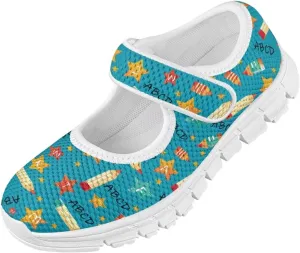 Cartoon Mary Jane Shoes for Little Girls Casual Slip-on Ballet Flats Flower Girl Wedding Party Flats Kids Teenis Girls Athletic Running Tennis Shoes