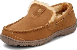 Clarks Cinnamon Venetian Suede Moccasin Loafers Rounded Toe Fur Lined Slippers