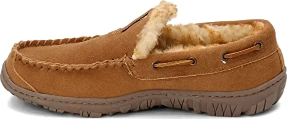 Clarks Cinnamon Venetian Suede Moccasin Loafers Rounded Toe Fur Lined Slippers