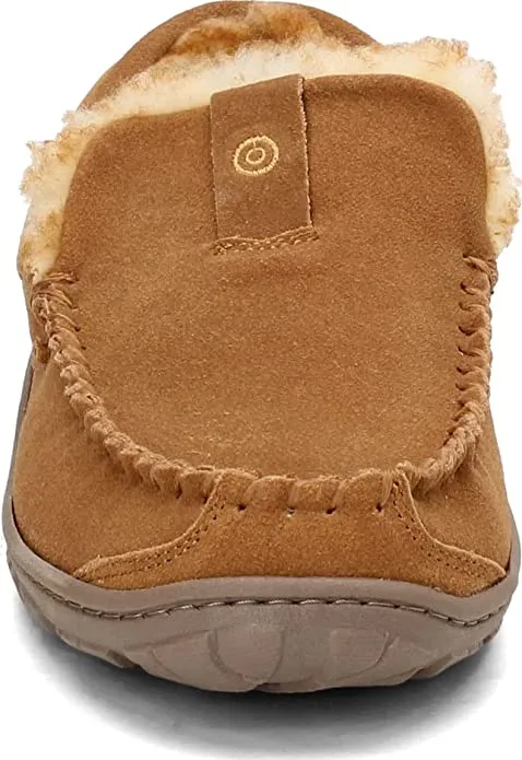 Clarks Cinnamon Venetian Suede Moccasin Loafers Rounded Toe Fur Lined Slippers