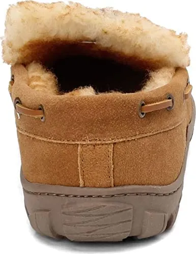Clarks Cinnamon Venetian Suede Moccasin Loafers Rounded Toe Fur Lined Slippers