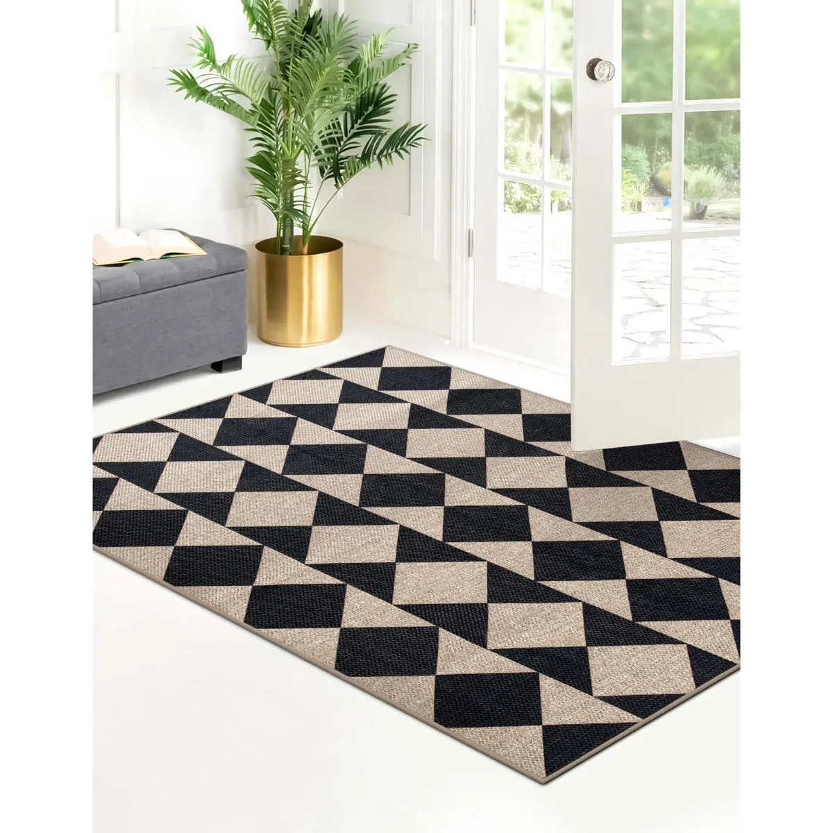 Clovis Checkered Diamond Easy Jute Area Rug