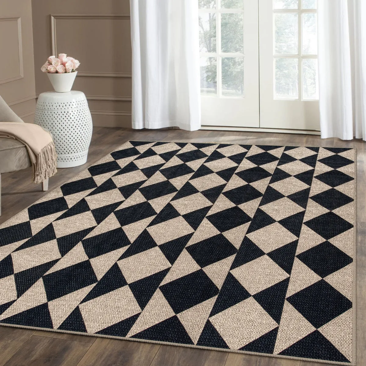 Clovis Checkered Diamond Easy Jute Area Rug
