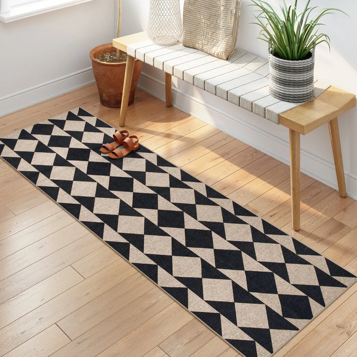 Clovis Checkered Diamond Easy Jute Area Rug