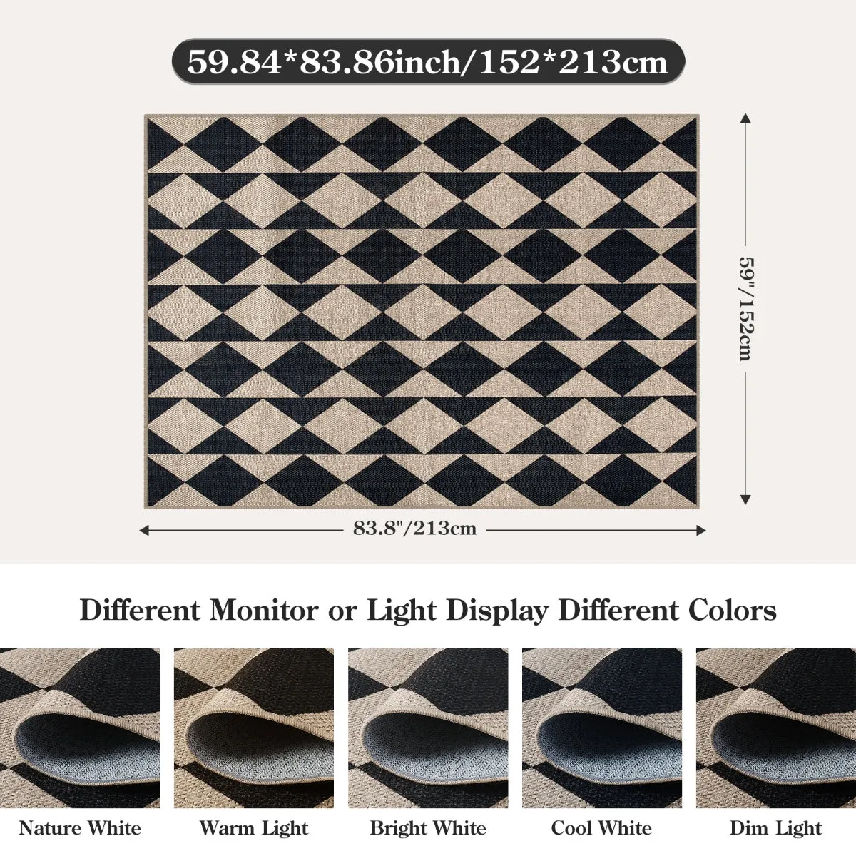 Clovis Checkered Diamond Easy Jute Area Rug