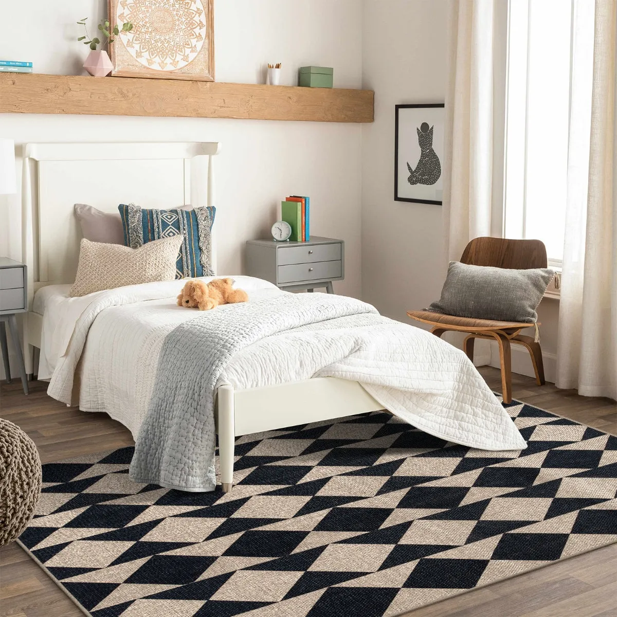 Clovis Checkered Diamond Easy Jute Area Rug