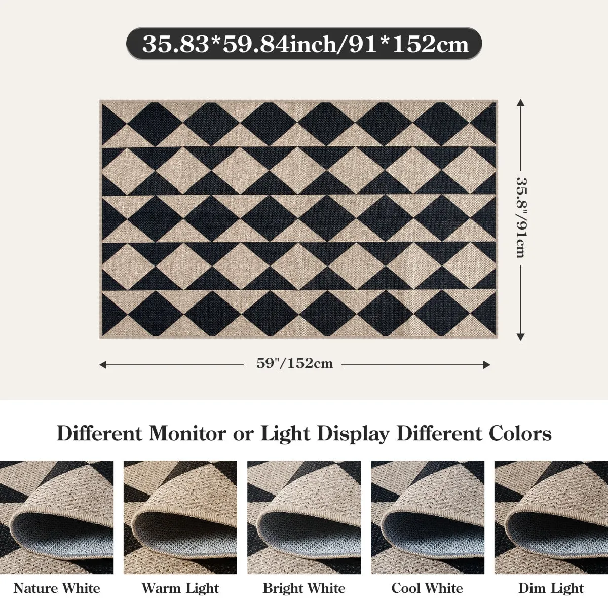 Clovis Checkered Diamond Easy Jute Area Rug