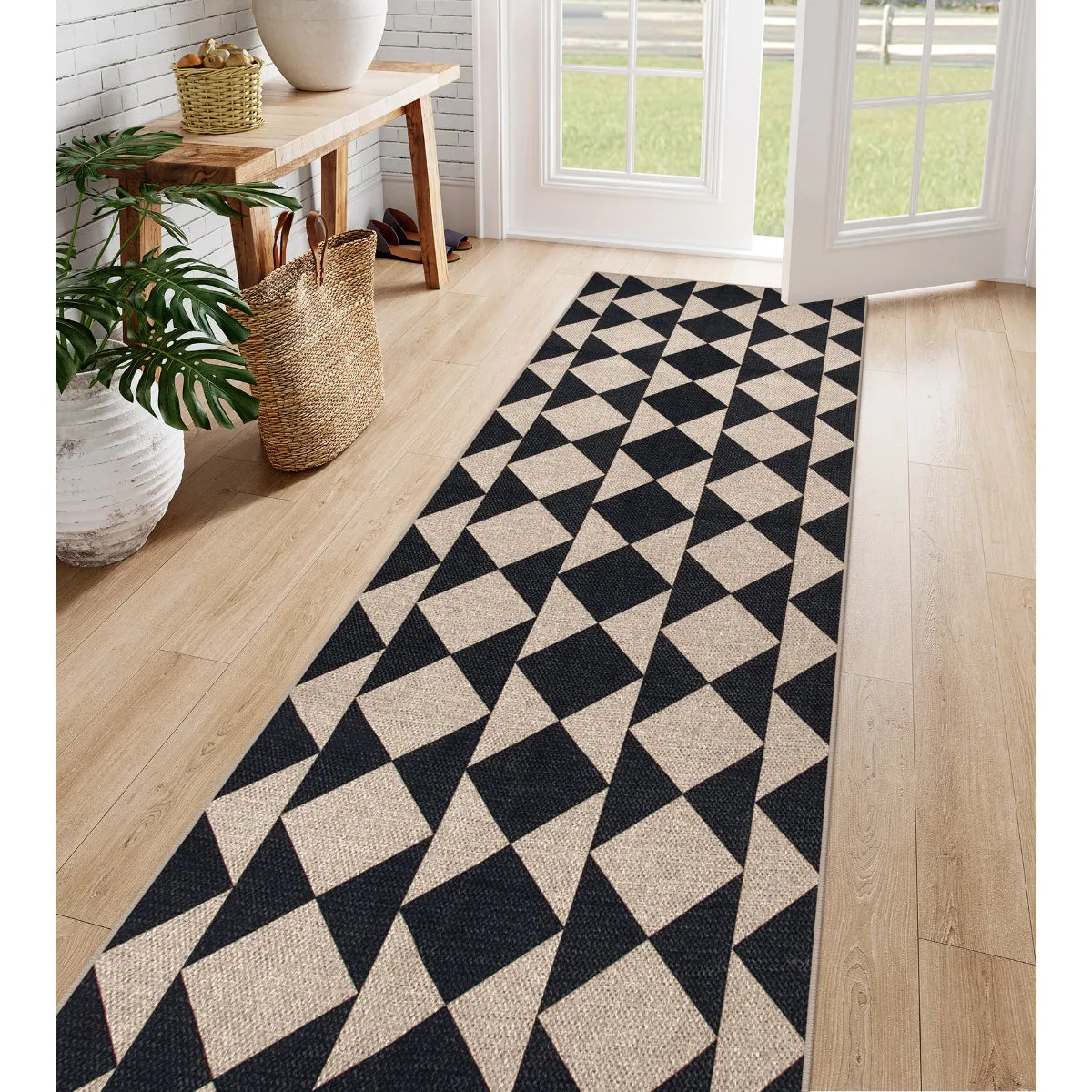 Clovis Checkered Diamond Easy Jute Area Rug