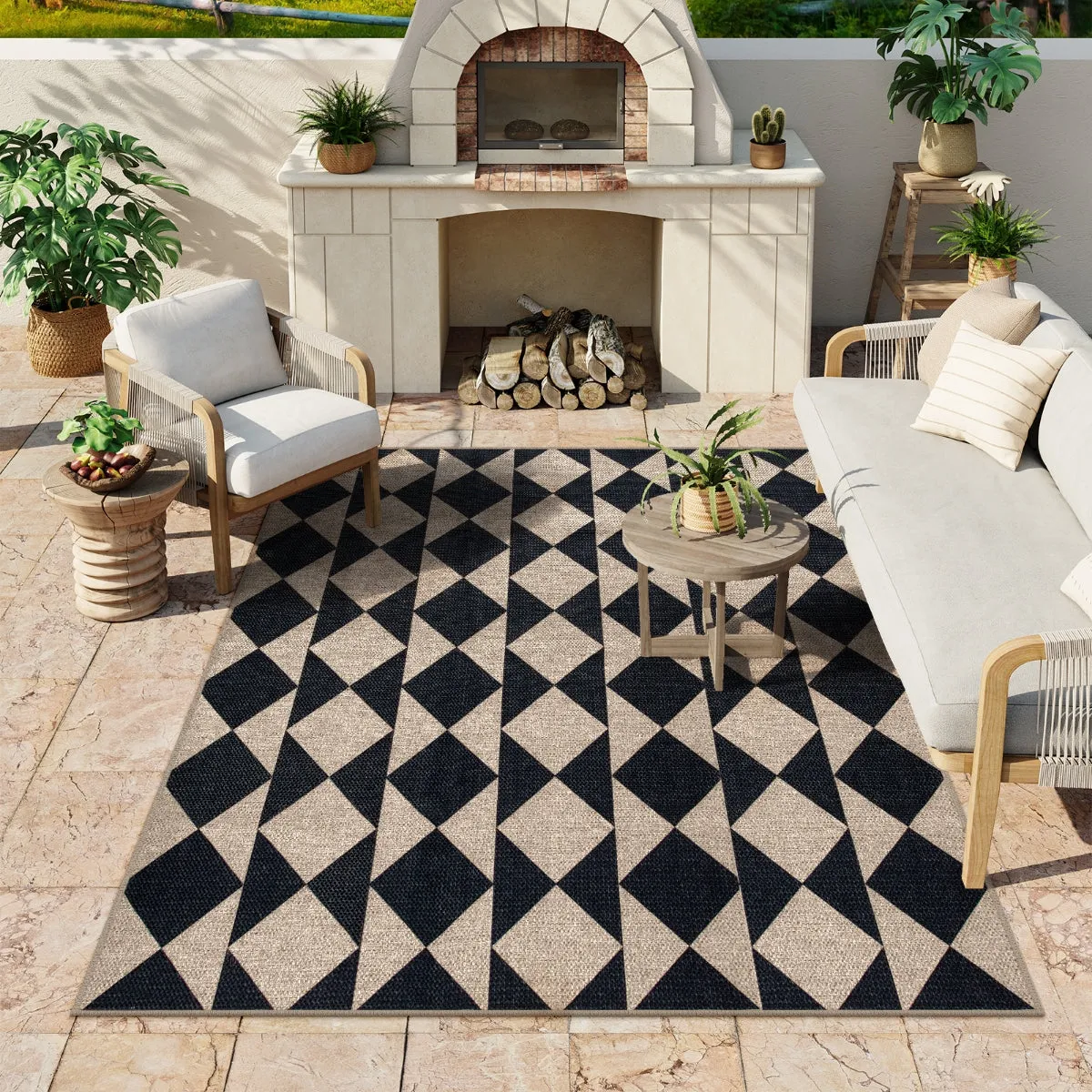 Clovis Checkered Diamond Easy Jute Area Rug