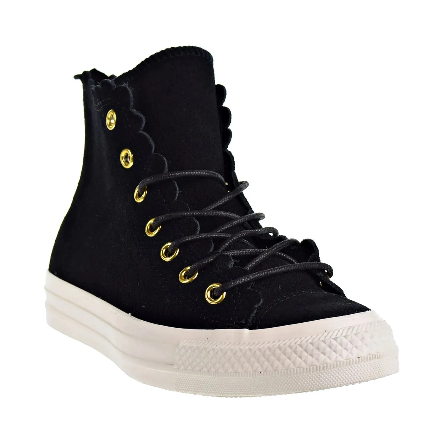 Converse Chuck Taylor All Star Hi Frilly Thrills Suede Women's Shoes Black/Gold