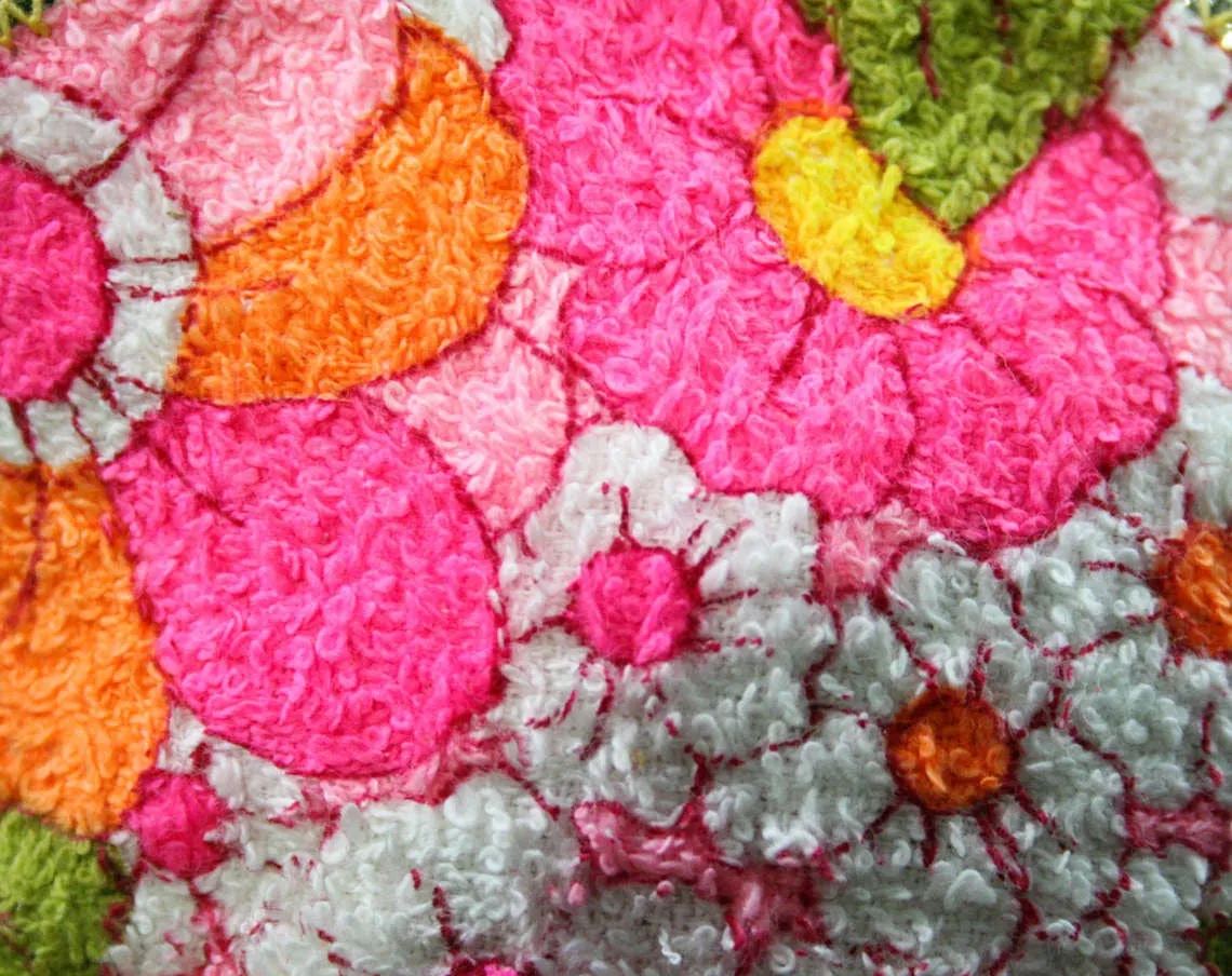 Cute 1960s Girl's Slippers - Size 8 - Girls Terrycloth Cotton Booties - Pink Orange Yellow Indoor Toddler Childs House Shoes - 60s Deadstock