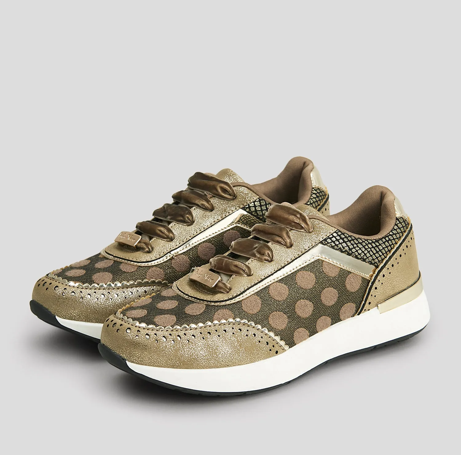 Darcy Gold Spotty Trainers & Matching Hanoi Bag by Ruby Shoo