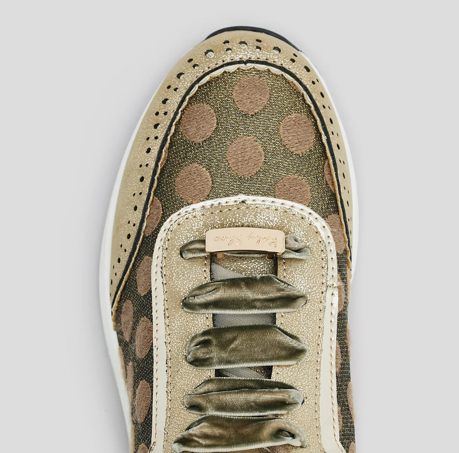Darcy Gold Spotty Trainers & Matching Hanoi Bag by Ruby Shoo